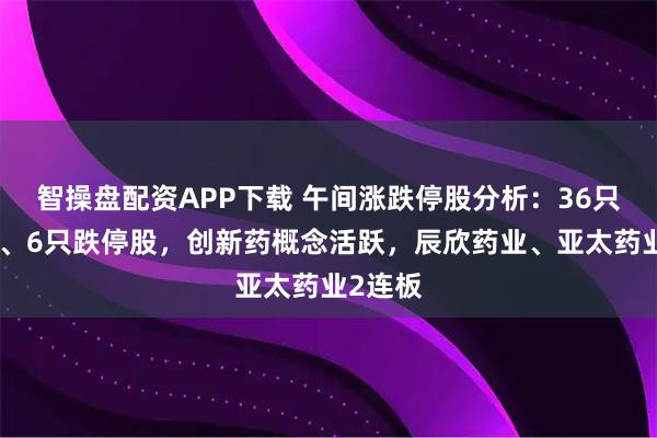 智操盘配资APP下载 午间涨跌停股分析：36只涨停股、6只跌停股，创新药概念活跃，辰欣药业、亚太药业2连板