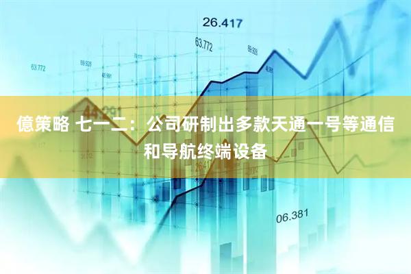 億策略 七一二：公司研制出多款天通一号等通信和导航终端设备