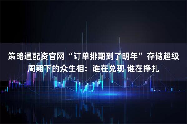策略通配资官网 “订单排期到了明年” 存储超级周期下的众生相：谁在兑现 谁在挣扎